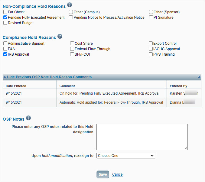 Place an Application or Action on Hold - SPAERC