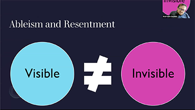 A screenshot from a webinar stating Visible is not the same as Invisible.