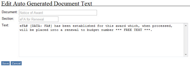 Edit Auto Generated Document Text - SPAERC