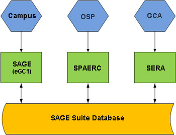 Graphic showing that the SAGE Suite accesses one database