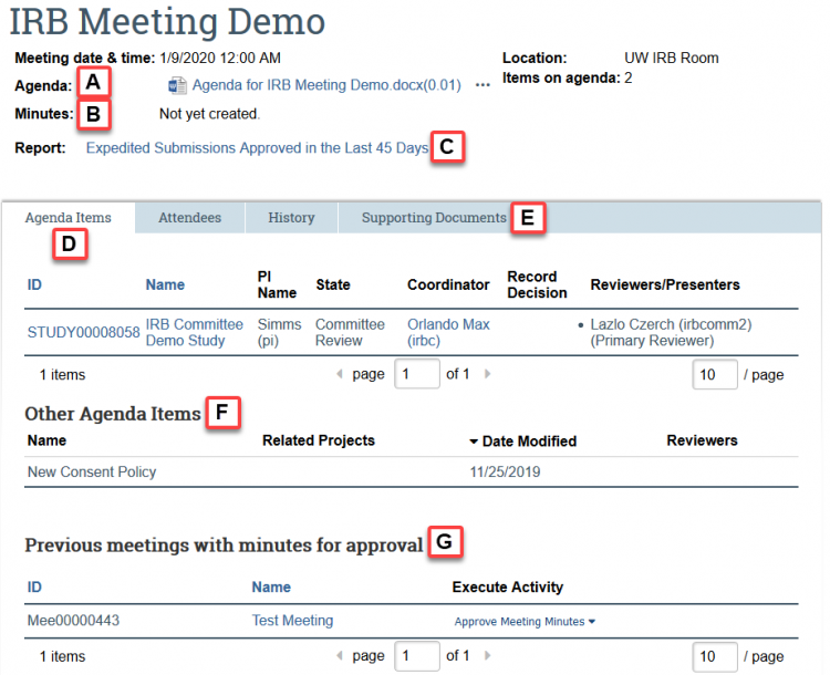 IRB Member Guide- Meeting Overview- Meeting Workspace - UW Research