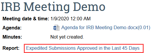 expedited report link for IRB members