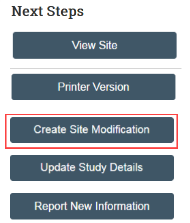 screenshot of the create site modification button in Zipline