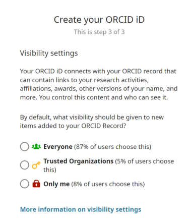 ORCID Registration - Privacy